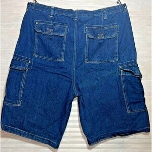 KingSize Light Blue stonewash DENIM cargo shorts Men waist 46 big w/side stretch